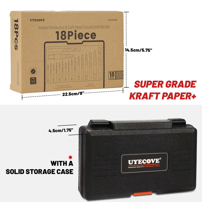UYECOVE 18Pcs Screw Extractor and Left Hand Drill Bit Set,