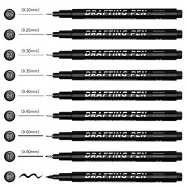 Keratobleem Calligraphy Pens, 9 Sizes, Black Calligraphy Set, Hand Lettering Pens, Lettering Pens Set, for Labelling, Beginners, Diary, Signature and Writing