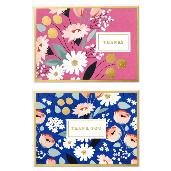 Hallmark Thank You Cards Assortment, Pink and Blue Floral (50 Thank You Notes with Envelopes for Wedding, Bridal Shower, Baby Shower, Business, Graduation)