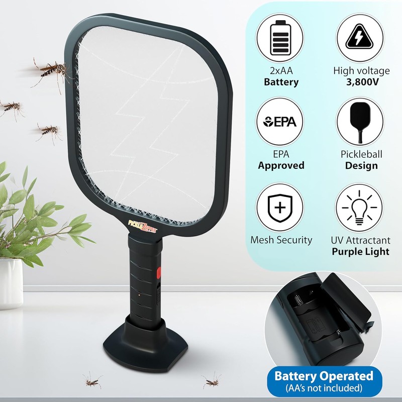 Electric Fly Swatter Racket, Mosquito Zapper Racket, Fly Zapper for