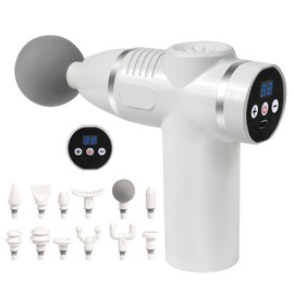 Kompakte Percussion-Massagepistole, professionelle 3500 U/min, Tiefengewebe-Muskelerholung, 32 Geschwindigkeiten, ultra-leise (45 dB) mit 12 Aufsätzen, tragbar, kabellos, für Sportler, Fitnessstudio,