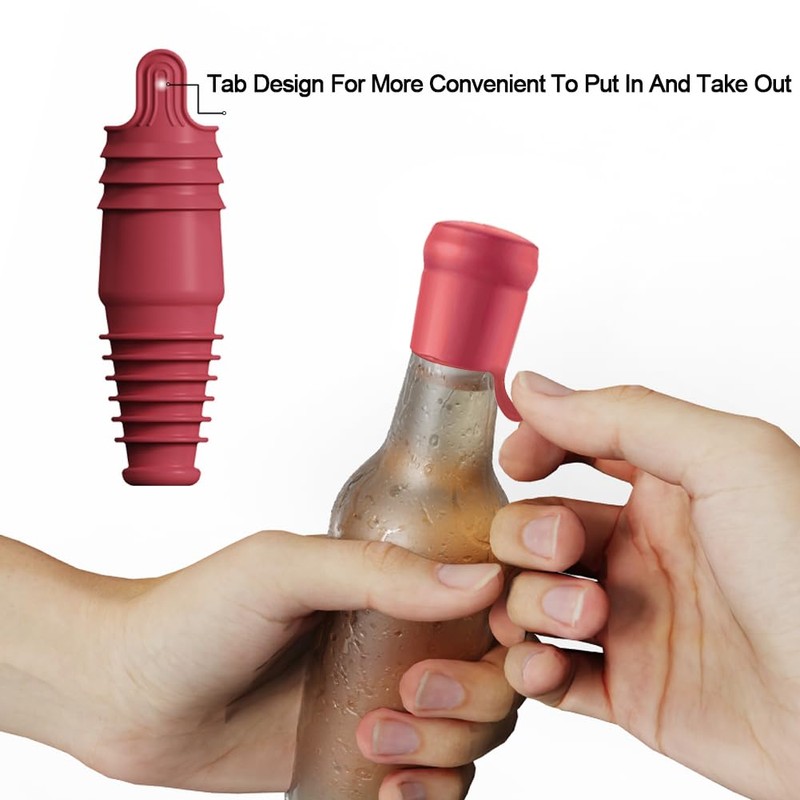 SisBroo Silicone Wine Stopper Reusable Wine Bottle Stopper, 8Pcs Champagne