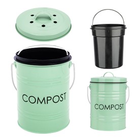 Vipush Compost Bin Kitchen Countertop Compost Bin with lid â Small Compost Bin Includes Inner Compost Bucket Liner & Charcoal Filter, Green