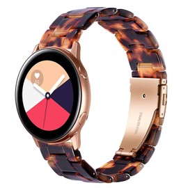 Wongeto Band Compatible with Galaxy Watch 42mm/Galaxy Watch 3 41mm Band Gold Women/Galaxy Watch Active2 40mm 44mm/Gear S2 Classic/Ticwatch 2, 20mm Luxury Resin Replacement Strap((Tortoise)