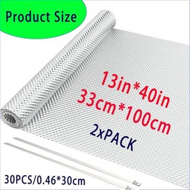 2 piezas de 13" x 40" protectores de calor de escape en relieve para automóviles, envoltura de calor de escape de aluminio con 30 bridas metálicas tip