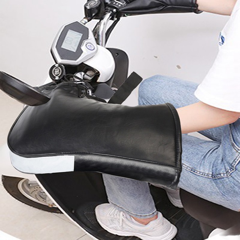 Bike Handlebar Mittens Waterproof Motorcycle Gloves Winter Thermal Windproof PU
