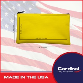 Cardinal bag supplies Multipack of 2 Compact Zipper Cloth Pouches, Zipper Bag, Travel Toiletry, Cosmetics, Stationary Case, 11 x 6 inches (Yellow)