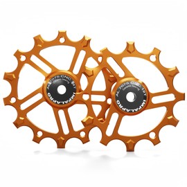 IMPALAPRO - Set of 2 Ceramic Jockey Wheels 12T-14T Aluminium 7075 CNC for 9 to 12 Speeds (orange)