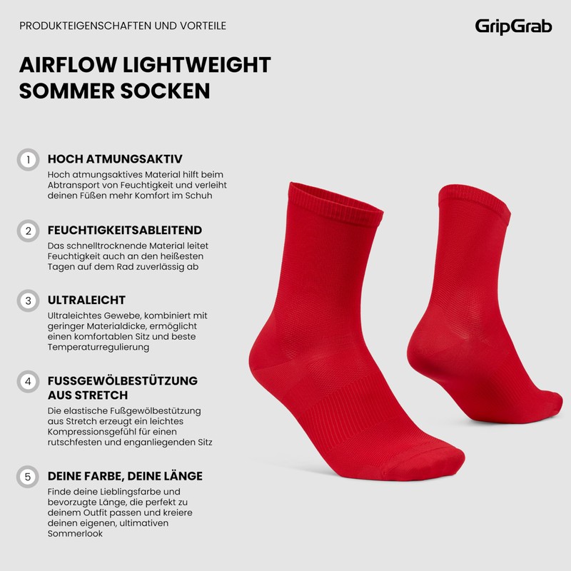 GripGrab Lightweight Airflow Mesh Summer Cycling Socks Breathable 10 Colours