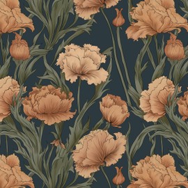 HeloHo 17.3×196.8 Vintage Peel and Stick Wallpaper for Bedroom Bathroom Big Floral Contact Paper Cabinets Eco-Friendly Removable Self Adhesive Waterproof Thicken Flower Wall Paper Vinyl Wallpaper