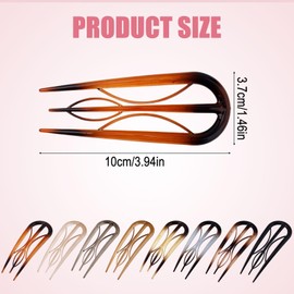 8pcs Tortoise Shell French Hair Pins, Large Vintage U Shaped French Hair Clips No Slip Internal Teeth Retro Pins Hairstyle Accessories for Women Buns Twist Hairstyle