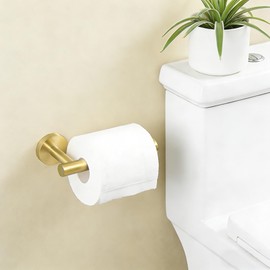 FAIRGIA Toilet Paper Holder Towel Ring Brushed Gold Bathroom Hardware Hand Towel Holder Bathroom Accessories Set Wall Mount Stainless Steel 2 Pieces