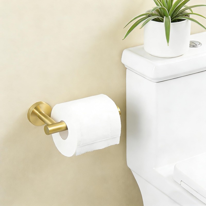 FAIRGIA Toilet Paper Holder Towel Ring Brushed Gold Bathroom Hardware