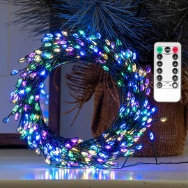 ZELUXDOT Fairy Lights Plug in,10FT 100 LEDs Waterproof String Lights,Green Wire,Firecracker Lights with Remote 8Modes for Indoor Outdoor Christmas Wedding Birthday Patio Garden Decor,Muticolor