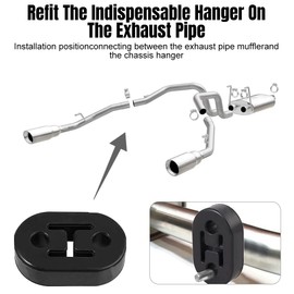 mizikuu 4 Pieces Car Exhaust Hanger, Car Exhaust Holder Rubber Universal Car Rubber Exhaust Durable Holder Silencer Exhaust Holder Suitable for All Vehicles 2 Holes 12 mm