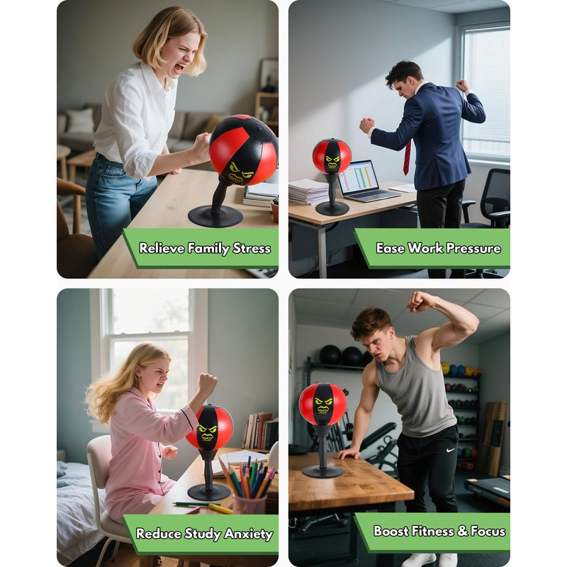 Desktop Punching Bag with Double Suction Cup Base for Stress
