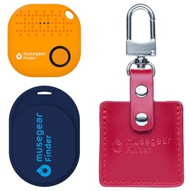 musegear Essentials: Key Finder with Bluetooth App from Germany, Special Bundle: Finder Mini Dark Blue, Finder 2 Orange, Finder 2 in Bordeaux Leather Case, Maximum Data Protection