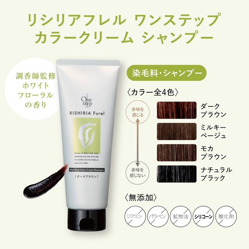 RISHIRIA Furel One Step Color Cream Shampoo (Mocha Brown), 8.5
