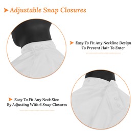 aashta® Barber Barber Cape Lightweight Hairdressing Cape for Professional and Home Use 143 x 126 cm White Buttons Large, White