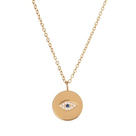 LuckyLy Collar para Mujer con Dije de Ojo Turco Protector, Cadena de Acero Inoxidable Mujer con Baño de Oro 18k y Zirconia Cúbica – Regalos para Mujer Originales, Regalos Mamá, Modelo Fara