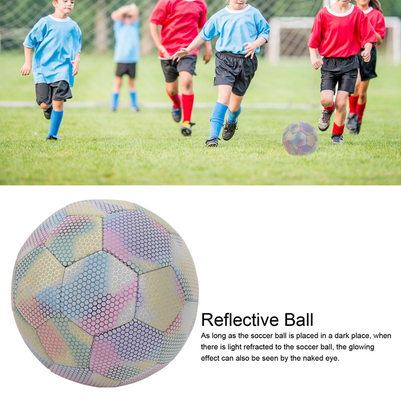 Soccer Ball PU Size 5 Light Color Reflective Glowing Soccer