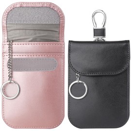 Teskyer Radio Wave Blocking Pouch, Relay Attack, Smart Key Case, Security Protection, RFID Blocking, Car Theft Prevention, Car Security, Anti-theft Measures, Skimming Prevention, Pack of 2, black+rose
