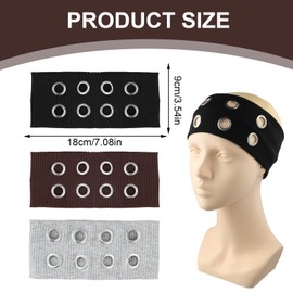 OQXEJPHFN 3 Pcs Y2k Women Hollow Out Eyelets Elastic Headband, Punk Style Wide Grommet Hairbands Stretchy Casual Hair Accessory