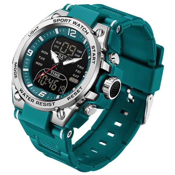 Men's Digital Watch, Military Watch, 3 Time Zone Display, Multifunction,