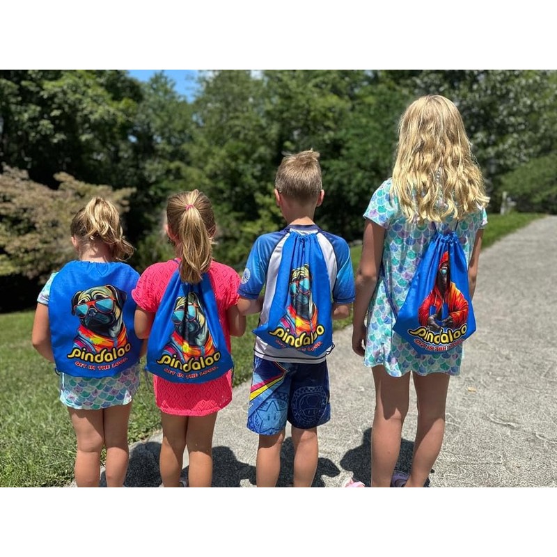 pindaloo cool Drawstring Backpack Bag - Blue 2 different sides