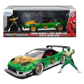 Jada Toys Power Rangers 2002 Honda NSX Type-R Die-cast Toy Car with Opening Doors and Die-cast Power Rangers Figure 1:24 Scale Green