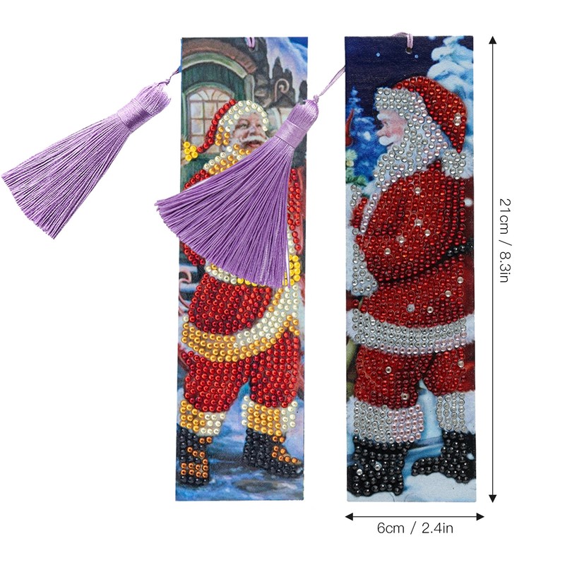 2 Set Diamond Bookmarks 5D DIY Painting Crystal Embroidery Tassel