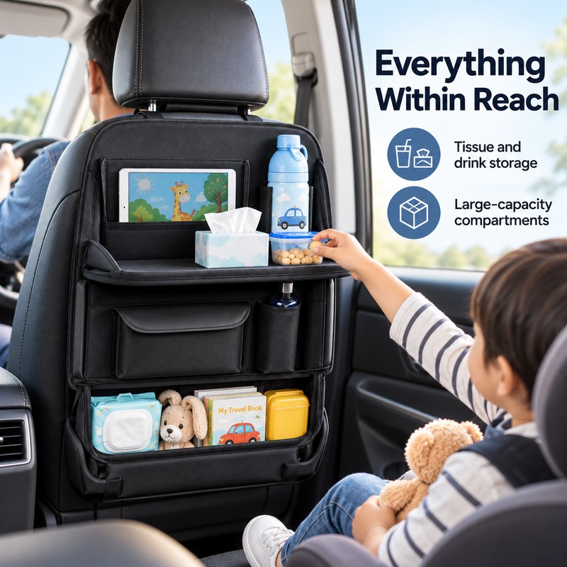 Car Seat Back Organizer for Rear Passenger Storage – Multi-Pocket