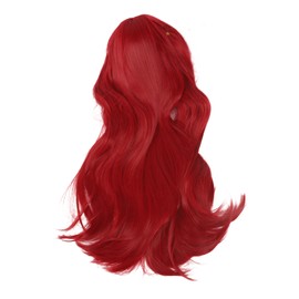 Red Long Straight Wigs with Bang Synthetic Heat Resistant Breathable Net Cosplay Red Long Wig