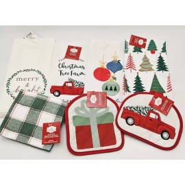 Holiday Time Lot Of Brand New Christmas Holiday Kitchen Towels Pot Holders Dishcloths