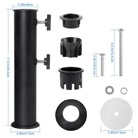 Blissun Umbrella Base stand Tube Outdoor, Patio Umbrella Base Pole Replacement, Heavy Duty Umbrella Base Holder Tube Bracket, Universal Umbrella Base Replacement Parts, Metal Black