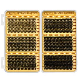 QUEWEL Individual-Eyelashes Wispy Cluster lashes, Individual Lashes Natural Look, 600pcs Eyelash clusters DIY Lash Extensions for Beginners, Easy to Use at Home (6styles-1)
