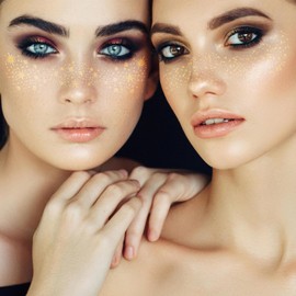 Ouligay 6PCS Gold Freckles Temporary Glitter Freckles Face Tattoo Face Tattoos Fake Star Freckles for Women Girls Kids Waterproof and Long-lasting Perfect for Parties, Festivals and Events