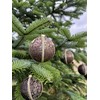 Neena Handmade Embroidered Bauble | 8cm Brown with Gold, Red,