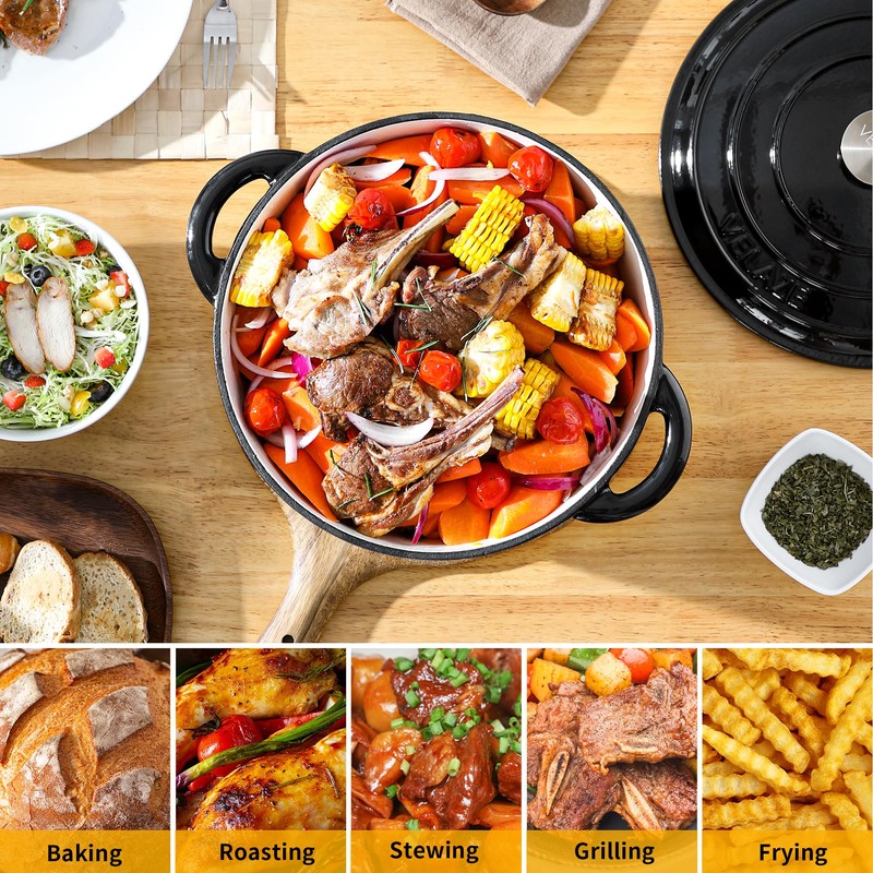 Velaze 7.5 QT Dutch Oven Pot with Lid, Enameled Cast