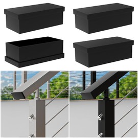 Gyykzz 4 Pack Stainless Steel Handrail End Cap, End Handrail Accessories, Rectangular Tube Plug for Stainless Steel Handrail, End Cap for Flat Top Rail for Cable Railing System