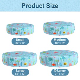 Docuwee Round Pool Cover 71", Foldable Kiddie Solar Cover Fit Dog Swimming Pool, Pets Kids Bath Tub, Inflatable Pool, Anti-UV Dustproof Pool Safety Cover with Cute Ocean Animals Pattern