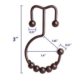 12PCS Shower Curtain Hooks Rings, Stainless Steel Metal Rust-Resistant Shower Curtain Rings for Bathroom Shower Rods Curtains (Bronze)