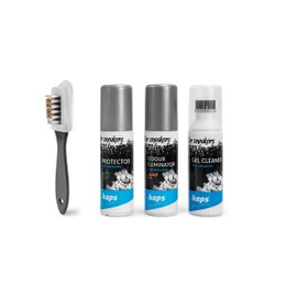 Kaps - Juego de limpieza de viaje, kit completo de limpieza y cuidado de zapatillas, juego de cuidado de zapatos para zapatillas, kit de limpieza de calzado con bolsa de viaje, Claro, Talla unica