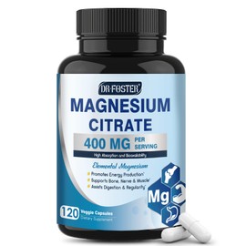 DRFOSTER Cápsulas de citrato de magnesio - Suplemento de magnesio puro de alta absorción de 400 mg para el estreñimiento, el sueño y el apoyo...      