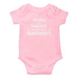 Witty Fashions The Best Parents Get Promoted to Grandparents - Funny Announcement - Infant Baby Bodysuit (Pink, 6 Months)
