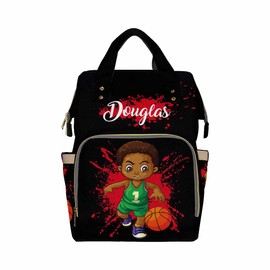 Artsadd Custom Diaper Backpack with Name, Graffiti Basketball Travel Back Pack Multi-Function Nappy Bag Customized Waterproof Baby Bags for Birthday Baby Gifts