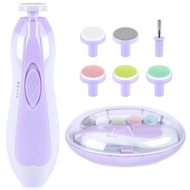 Baby Nail Trimmer Electric,Baby Nail Clippers, 6 in 1 Baby Nail File,Nail File Baby Grooming Kit Manicure Set for Toddler or Adults (Purple)