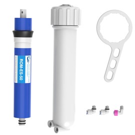 50 GPD RO Membrane filter Replacement with Reverse Osmosis Membrane Housing, Wrench, 1/4" Quick-Connect Fitting, Check Valve, Fit Under Sink RO Home Drinking Water Filter Filtration Purifier System