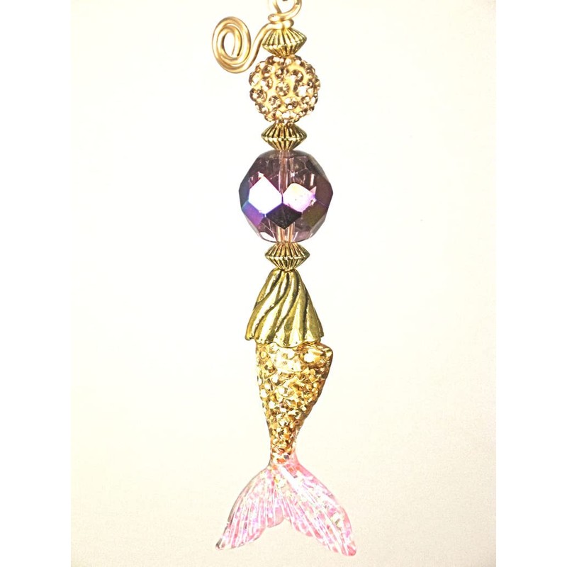Pink and Gold Mermaid Tail with Rhinestone Ceiling Fan Pull