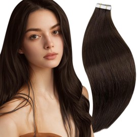 RUNATURE Tape Hair Extensions Real Human Hair 30 Inch Dark Brown Tape in Hair Extensions Human Hair Brown Tape Extensions Real Hair Straight 50 Gram